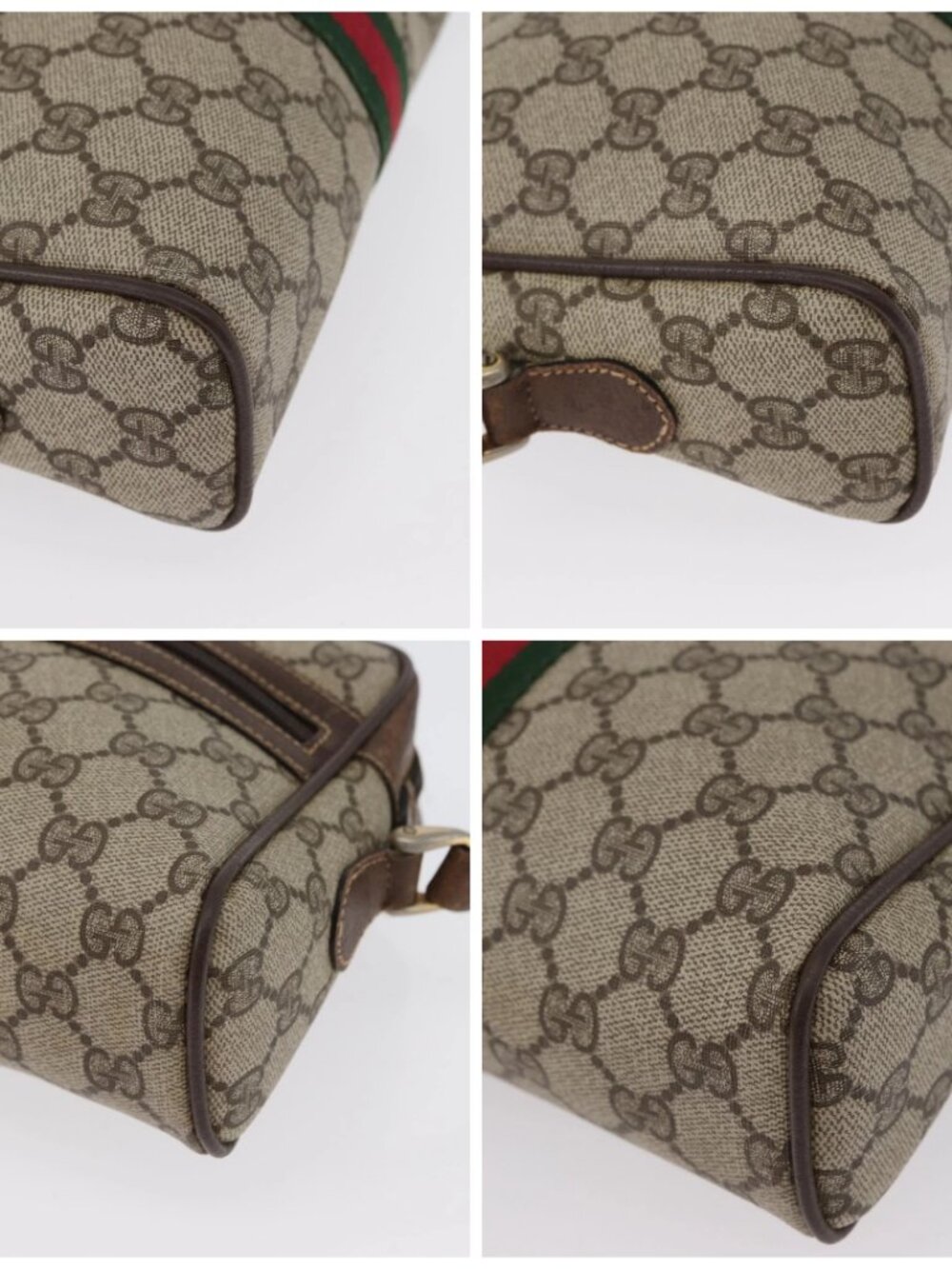 GUCCI GG Supreme Web Sherry Line Bag PVC Beige Gold 001 3654 5 Auth 172680 - Picture 14 of 16